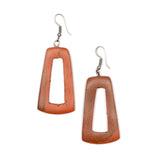 Tinted Wood Rectangular Hoop Earring