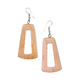 Tinted Wood Rectangular Hoop Earring