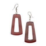 Tinted Wood Rectangular Hoop Earring