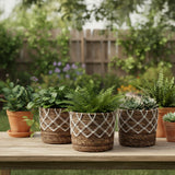 Banana Leaf & Macrame Diamond Planter Basket