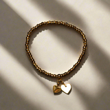 Elasticated Heart Charm Bracelet In Gold Plate