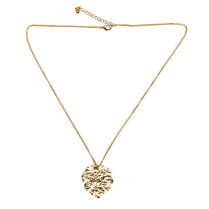 Hammered Leaf Pendant On Chain - Gold Plate