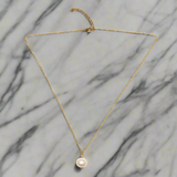 Single Pearl Drop Necklace - Gold Plate