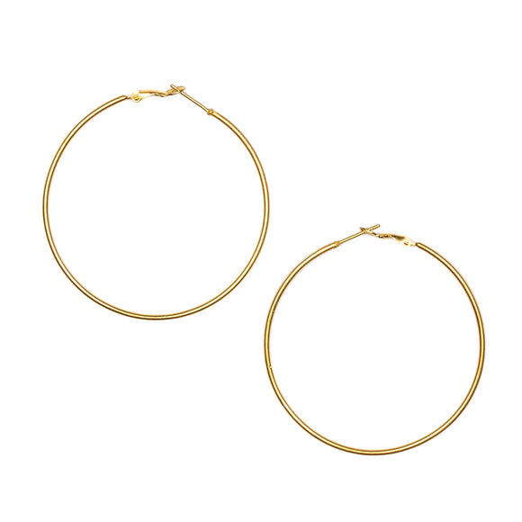 Large Hoop Earrings - Gold Plate