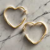 Large Heart Hoop Earrings - Gold Plate