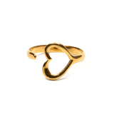 Single Open Heart Ring - Gold Plate