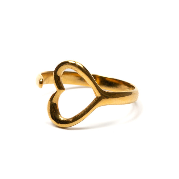 Single Open Heart Ring - Gold Plate