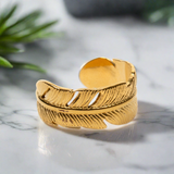 Wide Leaf Ring - Gold Plate