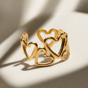 Multi Heart Ring - Gold Plate