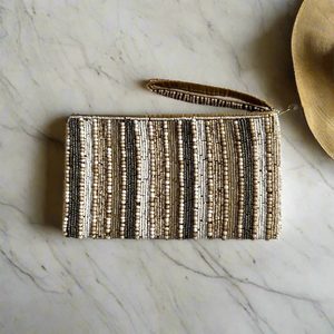 Striped Beaded Clutch