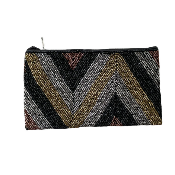 Beaded ZigZag Purse - Bronze & Black