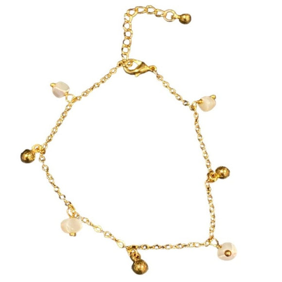 Mother Of Pearl & Droplet Bracelet In Gold Plate