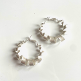 Spiral Hoop Stud Earrings - Silver Plate