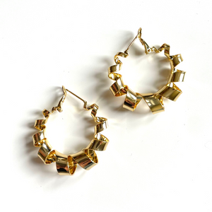 Spiral Hoop Stud Earrings - Gold Plate