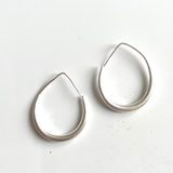 Teardrop Hoop Earring - Silver Plate