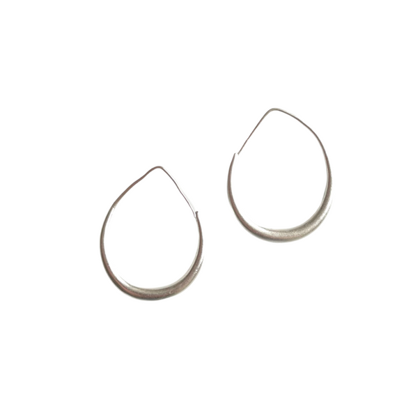 Teardrop Hoop Earring - Silver Plate