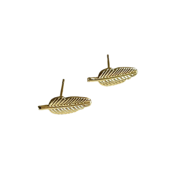 Leaf Stud Earrings - Gold Plate