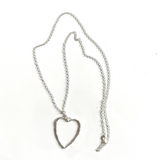 Chain Necklace with Open Heart Pendant - Silver Plate