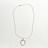 Chain Necklace with Open Heart Pendant - Gold Plate