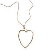 Chain Necklace with Open Heart Pendant - Gold Plate