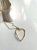 Chain Necklace with Open Heart Pendant - Gold Plate