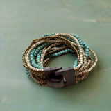 Mixed Bead Bracelet with Wooden Clasp