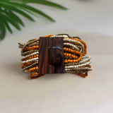 Mixed Bead Bracelet with Wooden Clasp