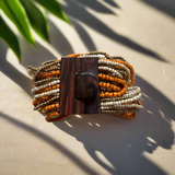 Mixed Bead Bracelet with Wooden Clasp