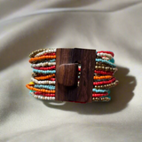 Mixed Bead Bracelet with Wooden Clasp