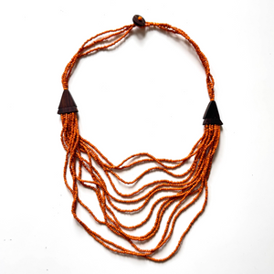 Short Multi-Strand Necklace with Wood Detail