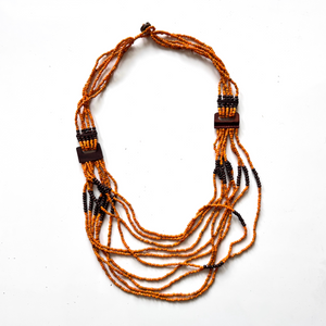 Beaded Necklace with Wood Detail