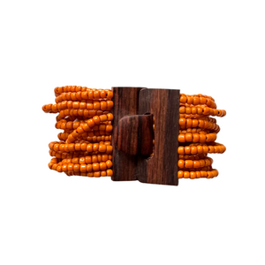 Beaded Bracelet with Wooden Clasp