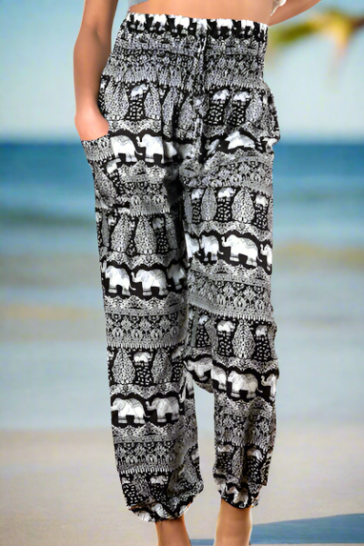 Black & Elephant Bali Pants