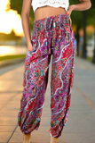 Red & Pink Paisley Print Bali Pants