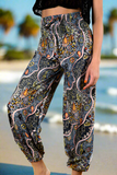 Grey & Gold Paisley Print Bali Pants