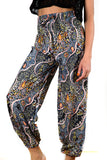 Grey & Gold Paisley Print Bali Pants