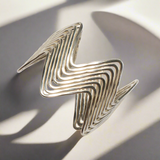 Multi Strand Wave Metal Cuff - Silver Colour