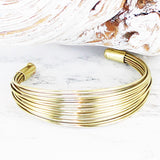Multi Strand Wire Metal Cuff - Gold Colour