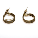 Wire Loop Metal Earrings - Gold Colour