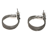 Wire Loop Metal Earrings - Silver Colour