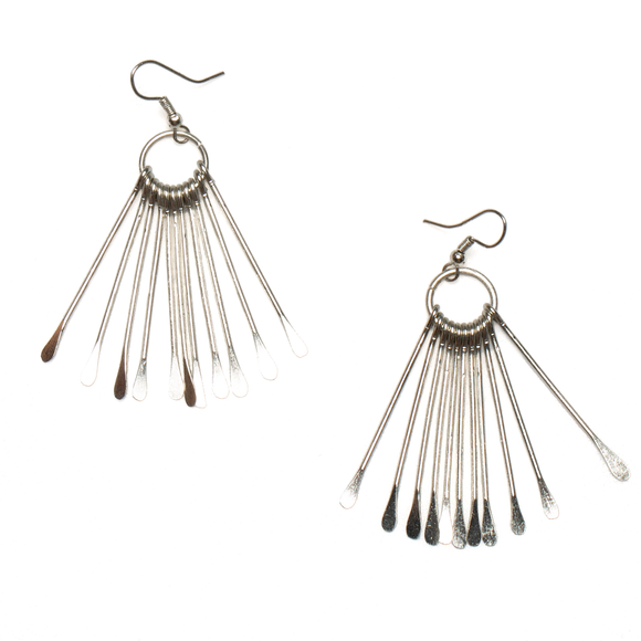 Metal Matchstick Earrings - Silver Colour