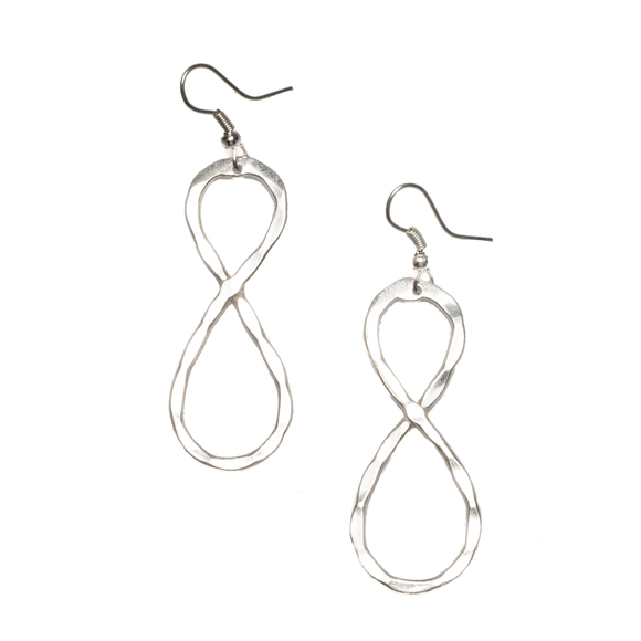 Twisted Loop Metal Earrings - Silver Colour