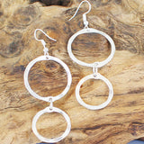 Double Hoop Metal Earrings - Silver Colour