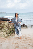 Simple Bone Tie Dye Kimono - Grey
