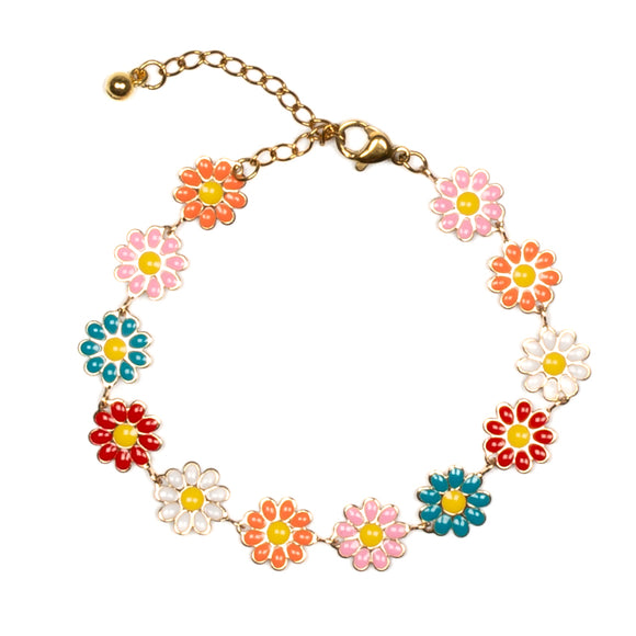 Multi-colour Enamel Flower Bracelet