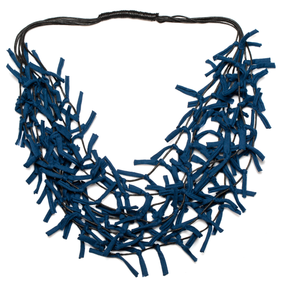 Multi Strand Knotted Fabric Necklace