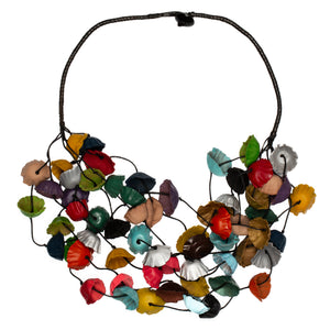 Multi Strand Leather Cup Necklace