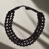 Triple Strand Fabric Ball Necklace