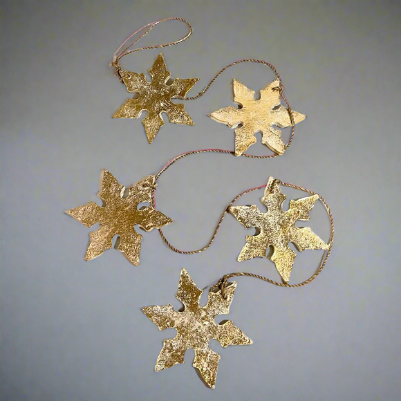 String Of Five Gold Wooden Stars