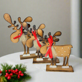 Polka Dot Wooden Deer With Fluffy Beard Decoration